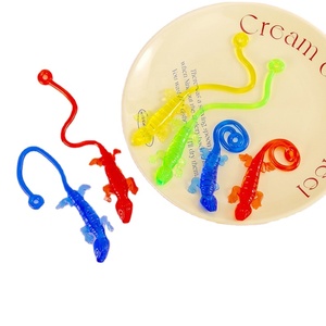 Vaguelly 4 Pièces Jouet De Lézard Jouet Extensible En Forme De Lézard Mini Lézards En Caoutchouc Souple Coloré Gecko Fenêtre Sur Chenilles Gobelets