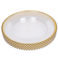 Assiettes de Présentation en Plastique Écologiques Personnalisables pour Mariage, Dorées et Transparentes, Vente en Gros, Pas Chères, Réutilisables, 13 Pouces, Classiques