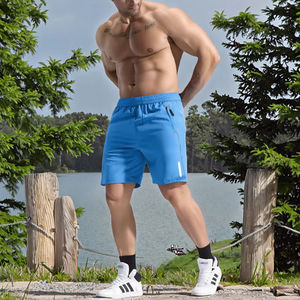 กางเกงขาสั้นออกกำลังกายผู้ชาย รุ่นใหม่ ปี 2025 ผ้าสแปนเด็กซ์/ไนลอน ระบายอากาศ ยืดหยุ่น ตาข่าย ระดับกลางเอว สไตล์ลำลอง สีพื้น ป้องกันรอยยับ ปักลาย - Product Image 2