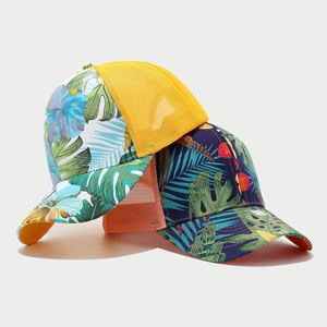 Hawaii Vacation Inspired Men Women Casual Baseball Cap Curved Breathable Sunshade Hat <b>Leaf</b> Printed Pattern - Product Image 3