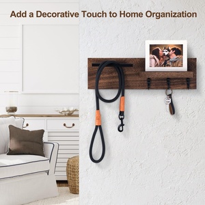 Venta al por mayor personalizado rústico Casa de Campo paredes de madera soporte de correo ganchos para llaves decorar la entrada estante de madera para llaves - Product Image 4