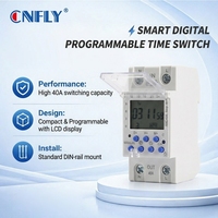 CNFLY AHC40A 230V 40A 50/60Hz Din Rail AHC Timer Digital Mingguan yang Dapat Diprogram, Bertenaga Baterai, Tembaga, Sakelar Waktu Transparan