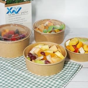 Kotak Kemasan Makanan Cepat Saji Sekali Pakai Grosir, Mangkuk Kertas Bulat untuk Bawa Pulang, Wadah Sup Bubur, Mangkuk Salad, Mangkuk Kertas Kraft Besar - Product Image 2