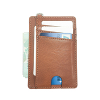 Dompet saku depan kulit PU pria dan wanita, dompet tempat kartu Credi