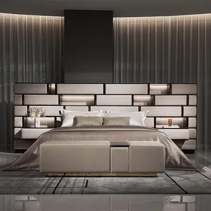 프리미엄 침실 가구 레토 조명 베팅 킹 사이즈 라이트 침대 이탈리아 술 덮개를 씌운 침대 세트 현대 더블 럭셔리 침대