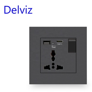 Delviz 13A Toma de corriente única universal, control de interruptor, salida de interfaz USBA + USBC 5V 2100mA, enchufe de pared tipo C con puerto USB 2A - Product Image 1