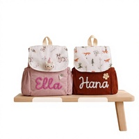 Sac à dos personnalisé pour tout-petit, léger, coloré, sac d'école personnalisé pour étudiant, imprimé floral, en velours côtelé