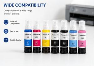 โรงงานหมึก EBEST ขวดหมึก 103 ใช้ได้กับ <span class=keywords><strong>Epson</strong></span> <span class=keywords><strong>L3110</strong></span> L3111 L3150 L3151 หมึกเติมอิงค์เจ็ทแบบพรีเมียมสำหรับเครื่องพิมพ์ - Product Image 5