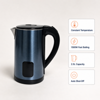 Bouilloire électrique en acier inoxydable de 2 L, 150 W, ébullition rapide, isolation, contrôle numérique, arrêt automatique, durable, utilisation hôtelière