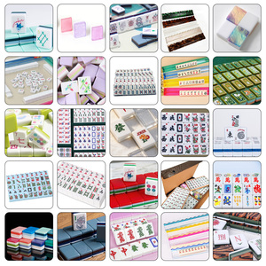 Tapis de Mahjong en rotin jaune motif oiseaux, ensemble de Mahjong Teal Brittany Fusion Omm Drake Sea American House Rules Stripe - Product Image 4