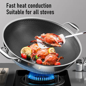<span class=keywords><strong>Wok</strong></span> de cuisine <span class=keywords><strong>en</strong></span> <span class=keywords><strong>acier</strong></span> <span class=keywords><strong>inoxydable</strong></span> 304 à haute capacité, très vendu, pour la cuisine, avec revêtement antiadhésif <span class=keywords><strong>en</strong></span> nid d'abeille, pour cuire et faire frire - Product Image 4