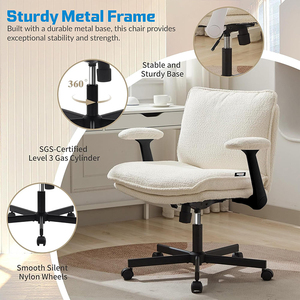Envío Gratuito, <span class=keywords><strong>Silla</strong></span> de Oficina Ergonómica con Respaldo Bajo, Asiento Ancho Ajustable, Base de Metal con Ruedas y Patas Cruzadas - Product Image 6