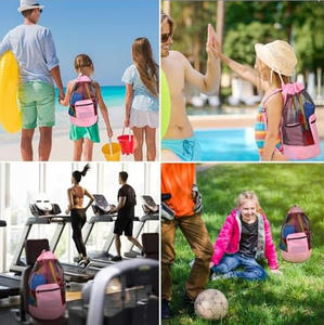Bolsa de Playa de Malla de Gran Capacidad, Estilo Nuevo, Mochilas con Cordón para Niños, Bolsas de Red para Juguetes de Exterior y Natación para Niños - Product Image 2