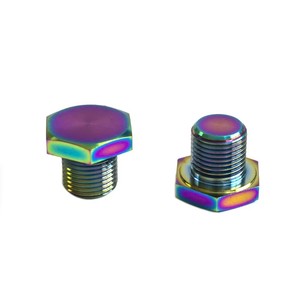 Pernos hexagonales de aleación de titanio GR5 5/8-18 UNF DIN933 de 15 mm con rosca y acabado PVD para tapón de drenaje del cárter de aceite - Product Image 1