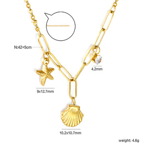 สร้อยคอรูปปลาดาวและเปลือกหอยสแตนเลส พร้อมจี้ทอง/เงิน ของขวัญเครื่องประดับแฟชั่น - Product Image 4