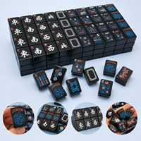 Fichas de Mahjong Americanas Artísticas de Lujo, Modernas, Negras Brillantes, Estilo Neón
