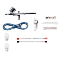 Kit de peinture aérographe professionnel à double action BT-131, ensemble d'aérographe multifonction en cuivre, sans fil, avec gobelets à gravité de 2/3 oz et 4/3 oz