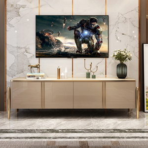 Ánh Sáng Sang Trọng Bằng Đá Cẩm Thạch TV Tủ Bàn Cà Phê Kết Hợp Chất Lượng Cao Sang Trọng Phòng Khách Bàn Cà Phê Vàng Thép Không Gỉ - Product Image 2