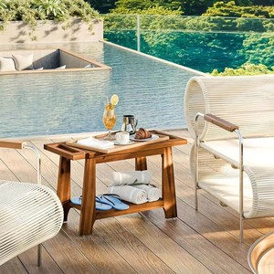 Tabouret de douche en bois Kaijiang Home Furnishings, deux niveaux, chaise de bain en teck avec étagère de rangement pour salle de bain - Product Image 2