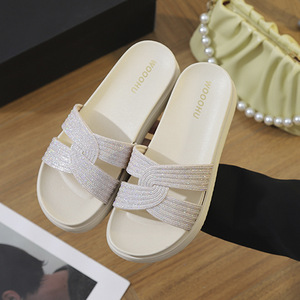Sandalias Casuales de Playa para Mujer, Talla Grande, con Pedrería Brillante, Tiras Cruzadas, Estilo Deslizante - Product Image 5