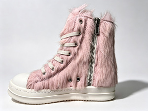 รองเท้าผ้าใบหุ้มข้อสูงแบบผูกเชือก ปลายมน ทำจากขนม้าหลากสี - Product Image 1