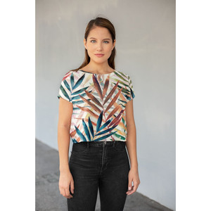 LEAVES1 T-shirt corta con stampa all-over - Product Image 1