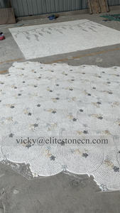 سعر الجملة لبلاط الفسيفساء الرخامي الأسود والأبيض بنمط نفاث مائي لأرضيات غرف النوم - Product Image 2