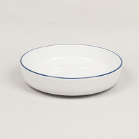 Ensemble de table ronde avec bords bleus, 20 pièces, vaisselle nordique en céramique élégante, vaisselle ronde lisse pour la maison