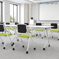 Chaise ergonomique en maille pour bureau avec assise pliable en mousse haute densité et dossier inclinable pour bibliothèque, salle de réunion, vente en gros