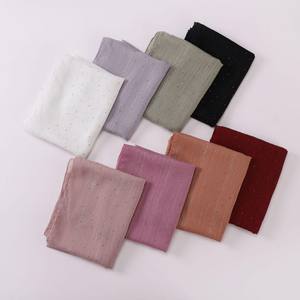 2025 estilos de Venta caliente diamante plata-seda arrugada musulmán Hijab alta calidad diamante islámico astilla línea gasa arrugada - Product Image 4
