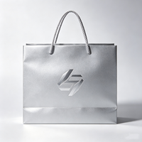 Coffret cadeau rigide de luxe pour collier et bague, imprimé sur mesure et réutilisable |   Sac en papier argenté écologique avec poignée en ruban
