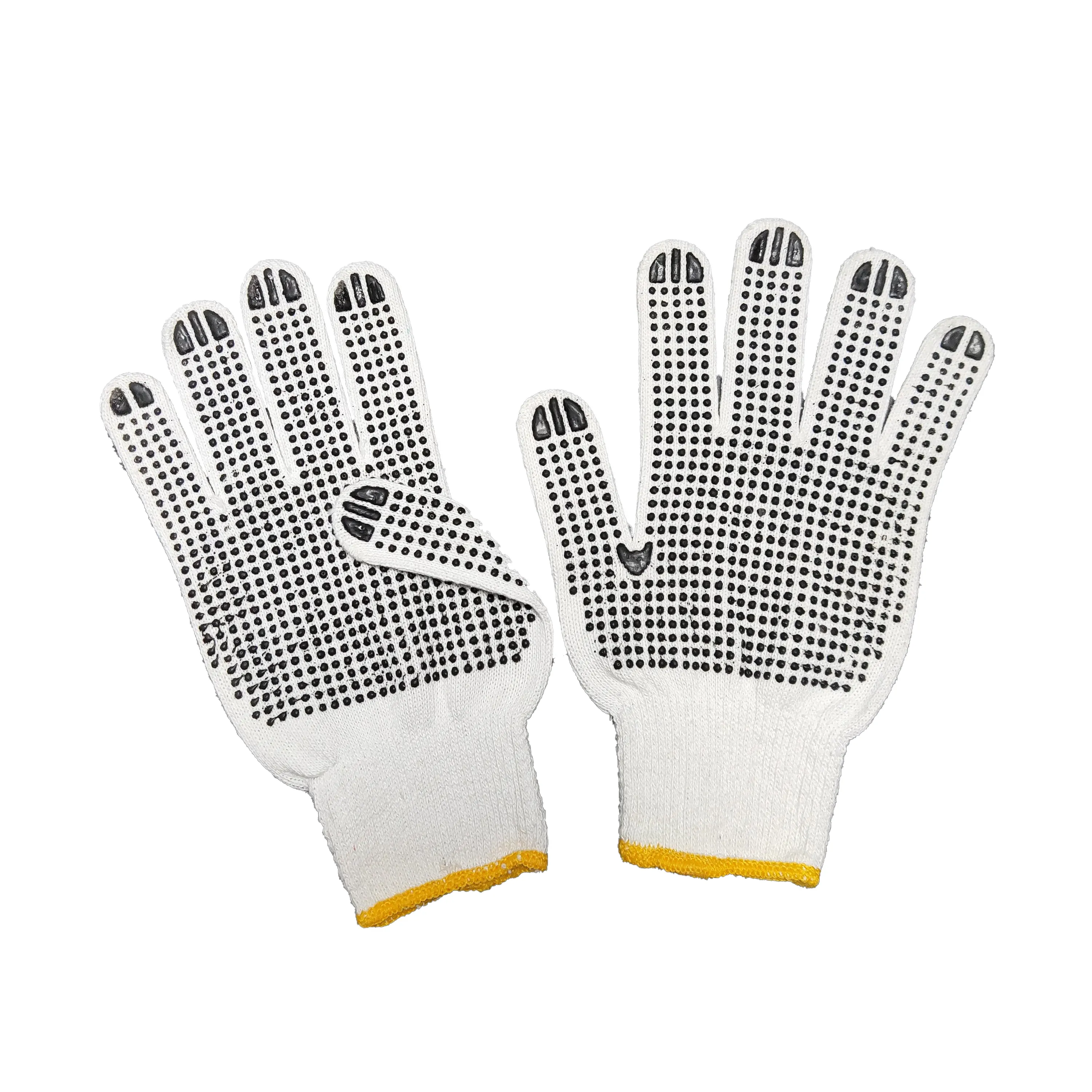 high quality white soft comfortable grip polycotton garden pvc gloves with dots on palm