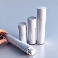 Flacon pompe à vide sans air en plastique acrylique blanc à double paroi, flacon pompe de luxe pour crème pour le visage et sérum pour le corps