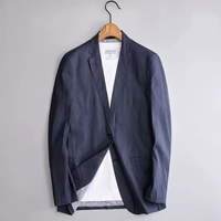 Costume en lin grande taille personnalisé pour hommes Veste de costume d'affaires décontracté en lin vintage coupe ajustée pour hommes