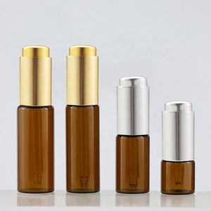 Botellas de Vidrio con <span class=keywords><strong>Gotero</strong></span> de 5ml, 10ml, 15ml, 20ml, Ecológicas y de Lujo, con Logotipo Personalizado, Botón de Presión para Crema Facial, Aceite Esencial, Color Ámbar - Product Image 1