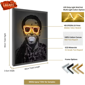 UNIART-Arte de pared en <span class=keywords><strong>3D</strong></span> personalizado, póster de salón de belleza de uñas de pelo <span class=keywords><strong>luminoso</strong></span> LED de neón, pintura de retrato vertical iluminada - Product Image 3