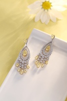 Lanphear Bijoux de mariage Bijoux 9K or blanc imitation diamant boucles d'oreilles breloques en forme de goutte d'eau boucles d'oreilles pour femmes
