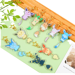 Porte-clés <span class=keywords><strong>en</strong></span> acrylique style <span class=keywords><strong>dessin</strong></span> animé 2D <span class=keywords><strong>Pokémon</strong></span>, pendentif de sac à dos, imprimé UV, Eevee 9 formes, promotion de marchandises <span class=keywords><strong>en</strong></span> plastique écologique - Product Image 2