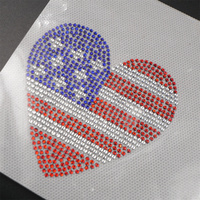 Usine directe OEM ODM drapeau américain personnalisé strass fer sur transfert conception Hot Fix Motif pour vêtements