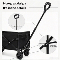 Chariot de camping pliable best-seller avec roues, grande capacité 70L, chariot à main portable, logo personnalisé, chariot de courses et de camping