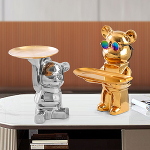 Plateau en céramique <span class=keywords><strong>blanche</strong></span> émaillée en forme d'ours, porte-clés, décoration de meuble TV, décoration de bureau, fait main, Art déco <span class=keywords><strong>moderne</strong></span>, Saint-Valentin/Noël - Product Image 4