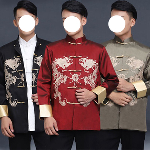 Hauts brodés pour hommes Vêtements imprimés de phénix traditionnel <span class=keywords><strong>chinois</strong></span> Vêtements de costume Dragon Tang Veste à manches longues Festival Nouvel An - Product Image 6