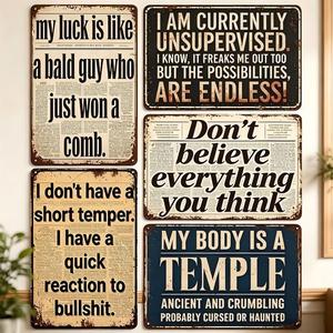 Insegna in Metallo con Slogan Divertente, Sfondo Giornale, Decorazione da Parete per Man Cave, Bar, Garage, 8x12 Pollici - Product Image 2