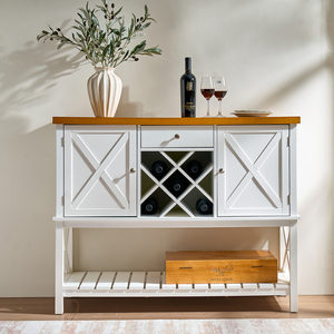 Mesa Consola para Bar con Gabinete de 2 Puertas, 1 Cajón, Estante para Botellas de Vino, Mesa de Entrada/Sofá - Product Image 3
