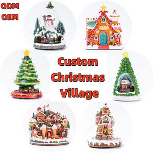 Villa Navideña 2025 Novedad Casa de Navidad de Poliresina con Música Led Carrusel Noria y Pista de Patinaje - Product Image 2