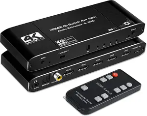 4K HDMI Switch Audio Extractor 4-port HDMI Switcher 2.0b 4x1 with ARC Coaxial Toslink 3.5mm with IR Remote Control switch HDMI