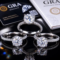Runder Brillantschliff Solitär Moissanit-Ring 925 Sterling Silber Verlobungsring für Braut & Alltag Luxus-Ring