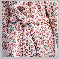 Peignoir en polyester doux à imprimé léopard, col châle, longueur intégrale, robe de chambre pour femme, vêtements d'intérieur, hiver