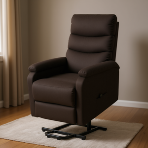 Sillón Reclinable de Cuero Sintético Marrón Oscuro, Operación Manual, Diseño que Permite Levantarse, Respaldo Acolchado, Brazos Acolchados, Patas de Metal, Uso en Pisos Duros - Product Image 2