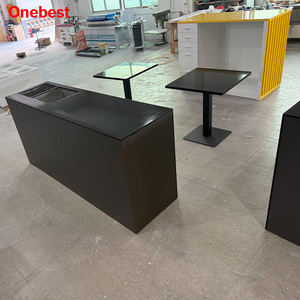 Arredamento per Cucine di Ristoranti, Banconi e Tavoli da <span class=keywords><strong>Bar</strong></span> in Corian Bianco e Nero, Tavoli da <span class=keywords><strong>Bar</strong></span> per Hotel - Product Image 2